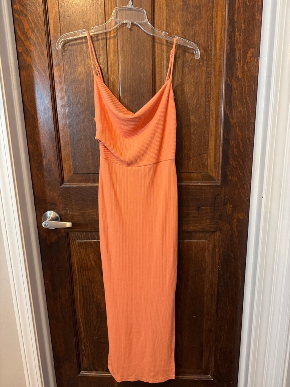 Here Comes the Sun Chic Peach Ribbed Midi Dress Size S - Picture 2 of 4